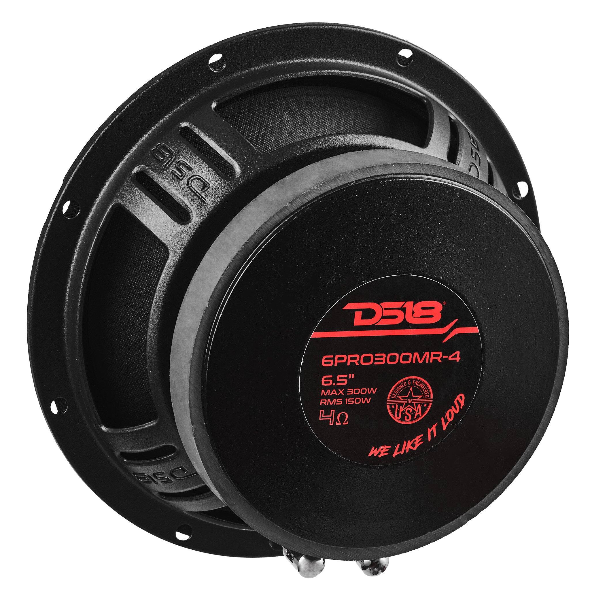 J2G  
ASC  
D215  
D518 6PRO300MR-4 6.5"  
MAX 300W  
RMS 150W  
DESIGNED & ENGINEERED IN THE USA  
4Ω  
WE LIKE IT LOUD
