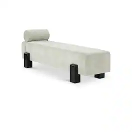 Meridian Furniture - Edison Mint Green Chenille Fabric Bench - Blue