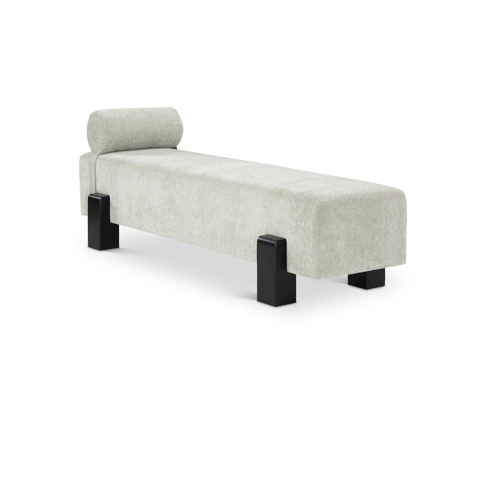 Front. Meridian Furniture - Edison Mint Green Chenille Fabric Bench - Blue.