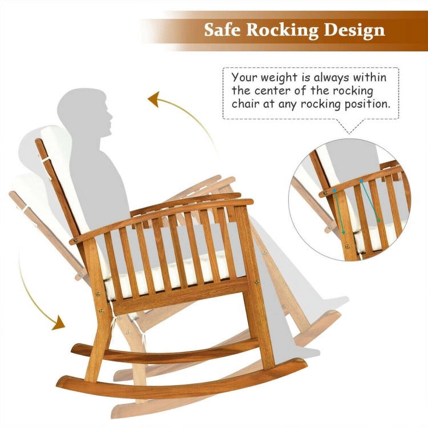 Safe Rocking Design  
Your weight is always within the center of the rocking chair at any rocking position.
