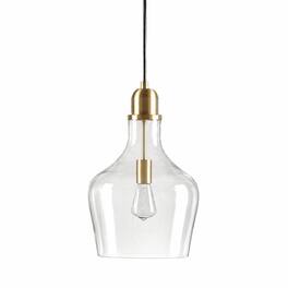 RYHNUYNE - Industrial Bottle-Shaped Clear Glass Pendant Light, = Hanging Ceiling Light for Kitchen Island Dining Room - Gold