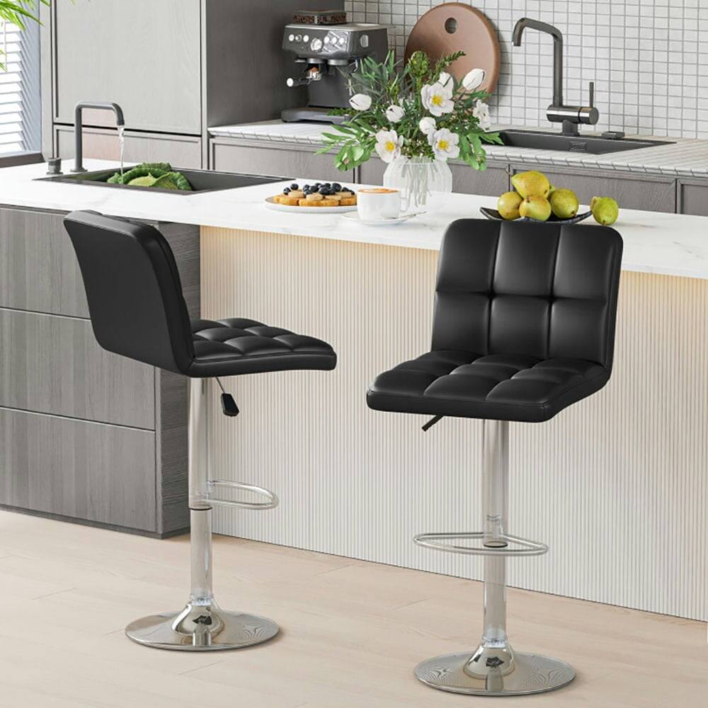 Alt View 4. Kadyn - Kitchen Counter Bar Chairs, Bar Stools,Modern Bat Stools Set of 2 with Back and Heavy-duty Metal Base and Footrest-Black - Black.