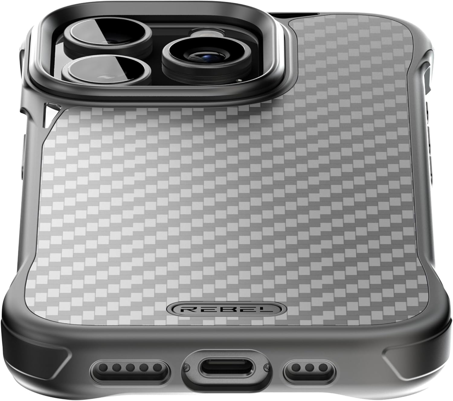 Back. Rebel - Rebel - Rebel FLEX Series Case For Apple iPhone 16 Pro - Black/Aramid Fiber - Black.