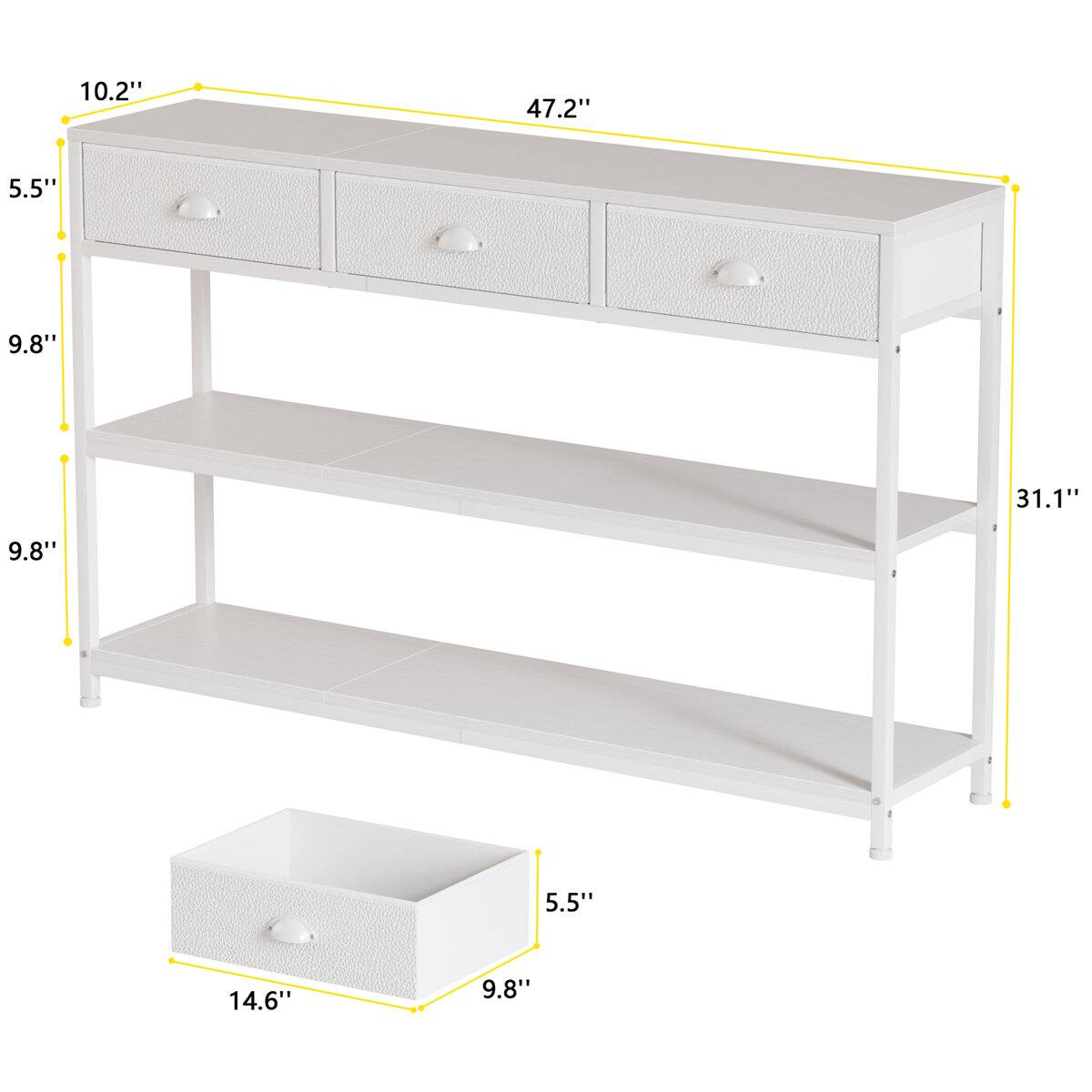 10.2" x 47.2" x 5.5" x 9.8" x 31.1" x 9.8" x 5.5" x 14.6" x 9.8"