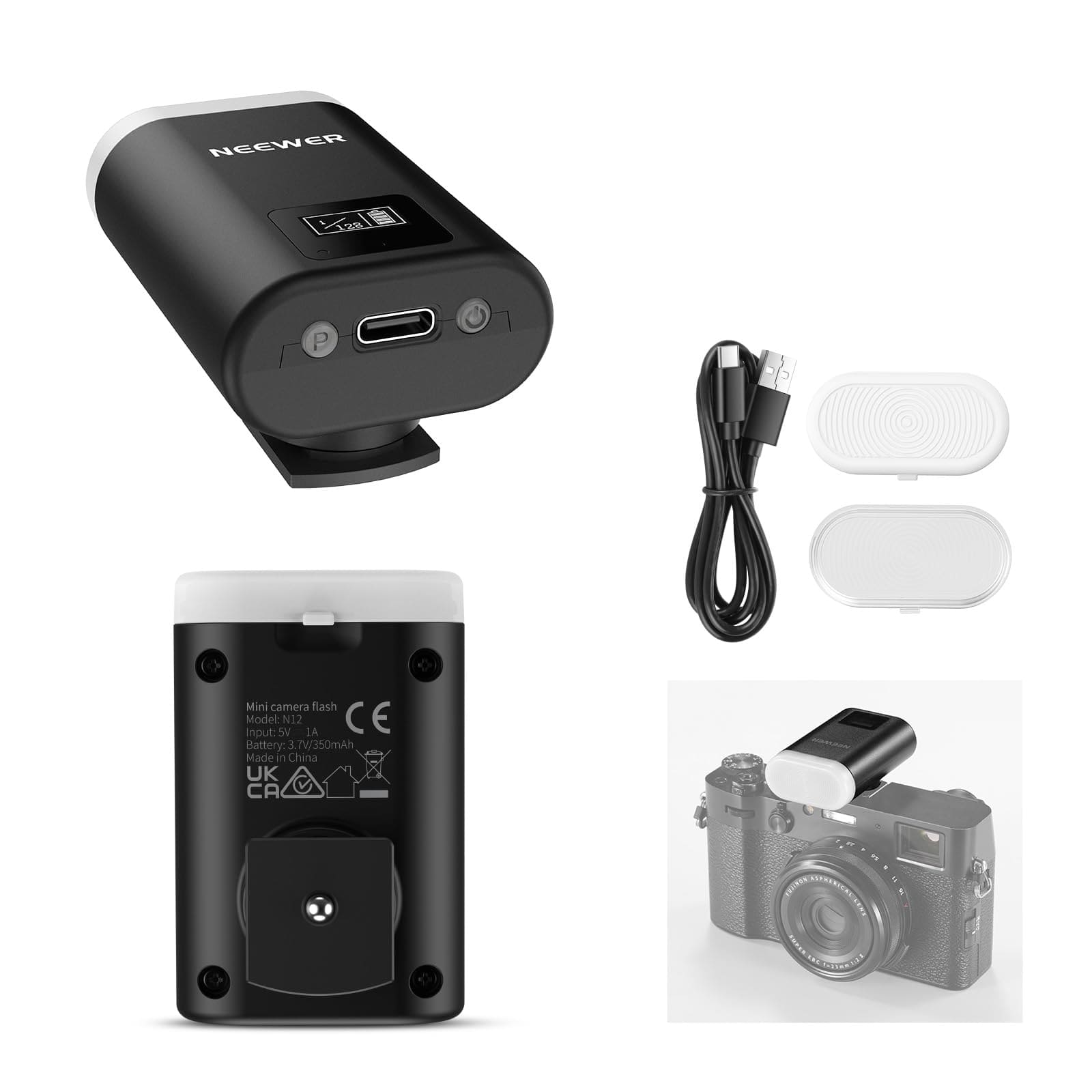 Neewer - Entry Level Mini Camera Flash N12, 5600K Fill, LCD, Universal Hot Shoe