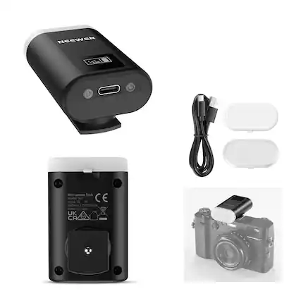 NEEWER Mini camera flash
Model: N12
Input: 5V
Battery: 3.7V/350mAh
Made in China
CE
UK