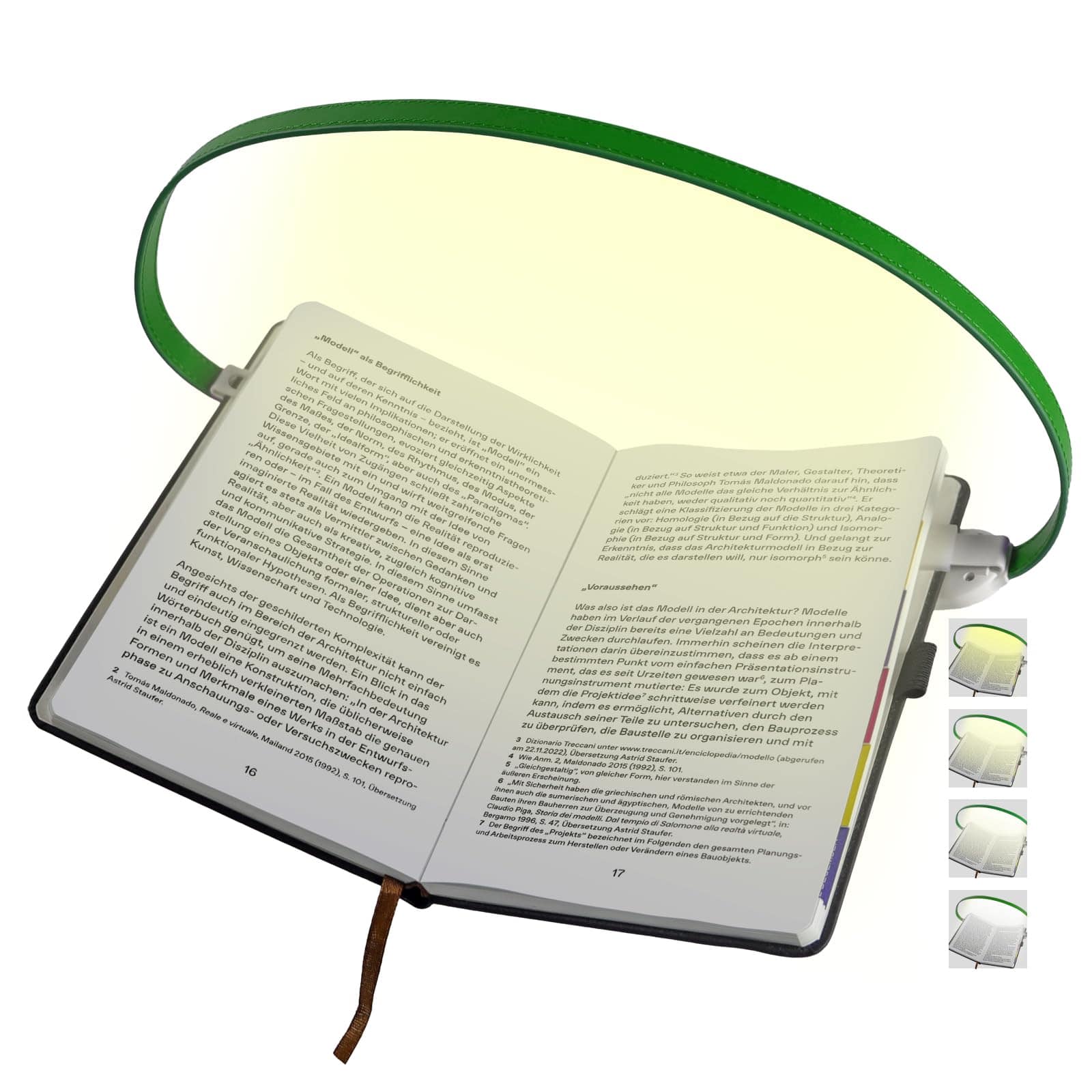 MAGICAL RUBS - Rechargeable Book Light For Reading 12 Led Eye-care 4 Color Temperatures Stepless Dimming No Flicker Evenly Distribut - Green