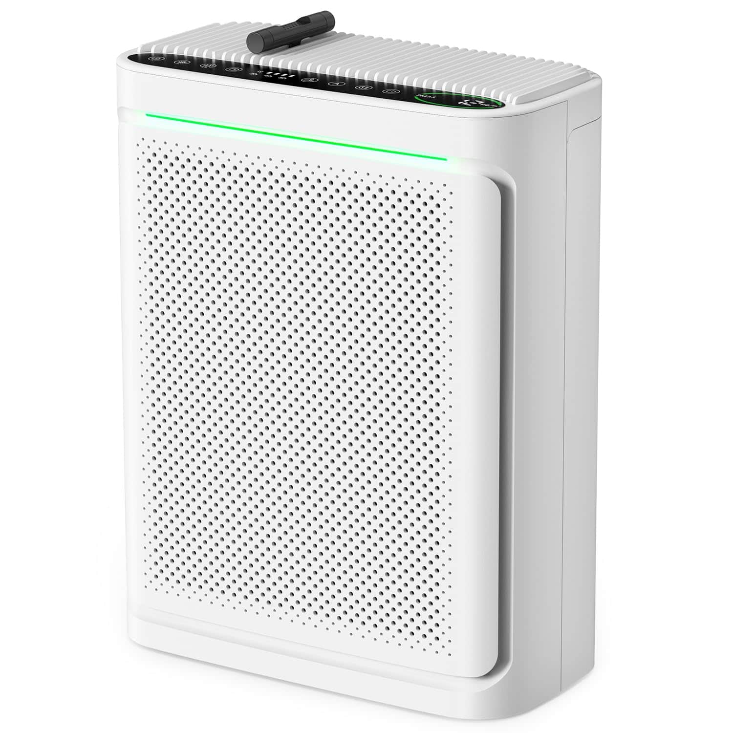 GlowWise - H13 HEPA Air Purifier for Home up to 2152 Sq.Ft, Washable Filter with Air Quality Display & Fragrance Sponge - White