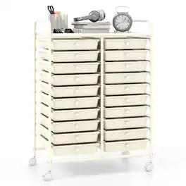 WELLFOR - 20 Drawer Rolling Storage Cart Organizer,Art & Craft Storage Cart Tools Scrapbook Paper Office School Organizer - White