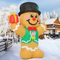 Back. GOOSH Inflatables - GOOSH 5 FT Christmas Inflatables Gingerbread Man with Built-in LEDs - Brown.