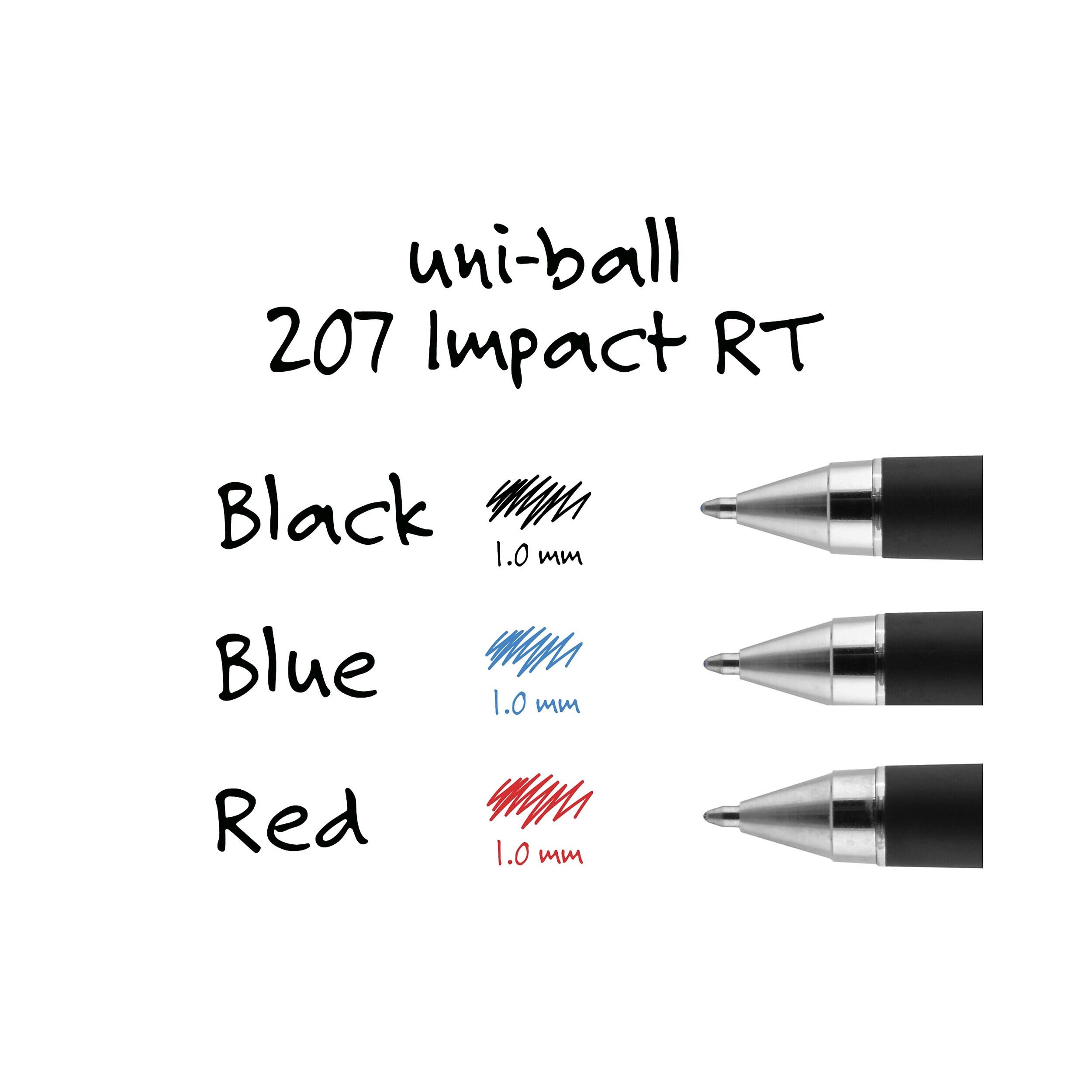 uni ball 207 Impact RT Retractable Gel Pens, Bold Point, Blue Ink ...