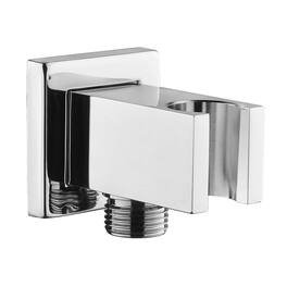 Paradigms Interiors - Wall Supply Elbow With Hand Shower Holder Brass Square 1 shower Hose Connector Mount Drop Ell Union Water O - Chrome