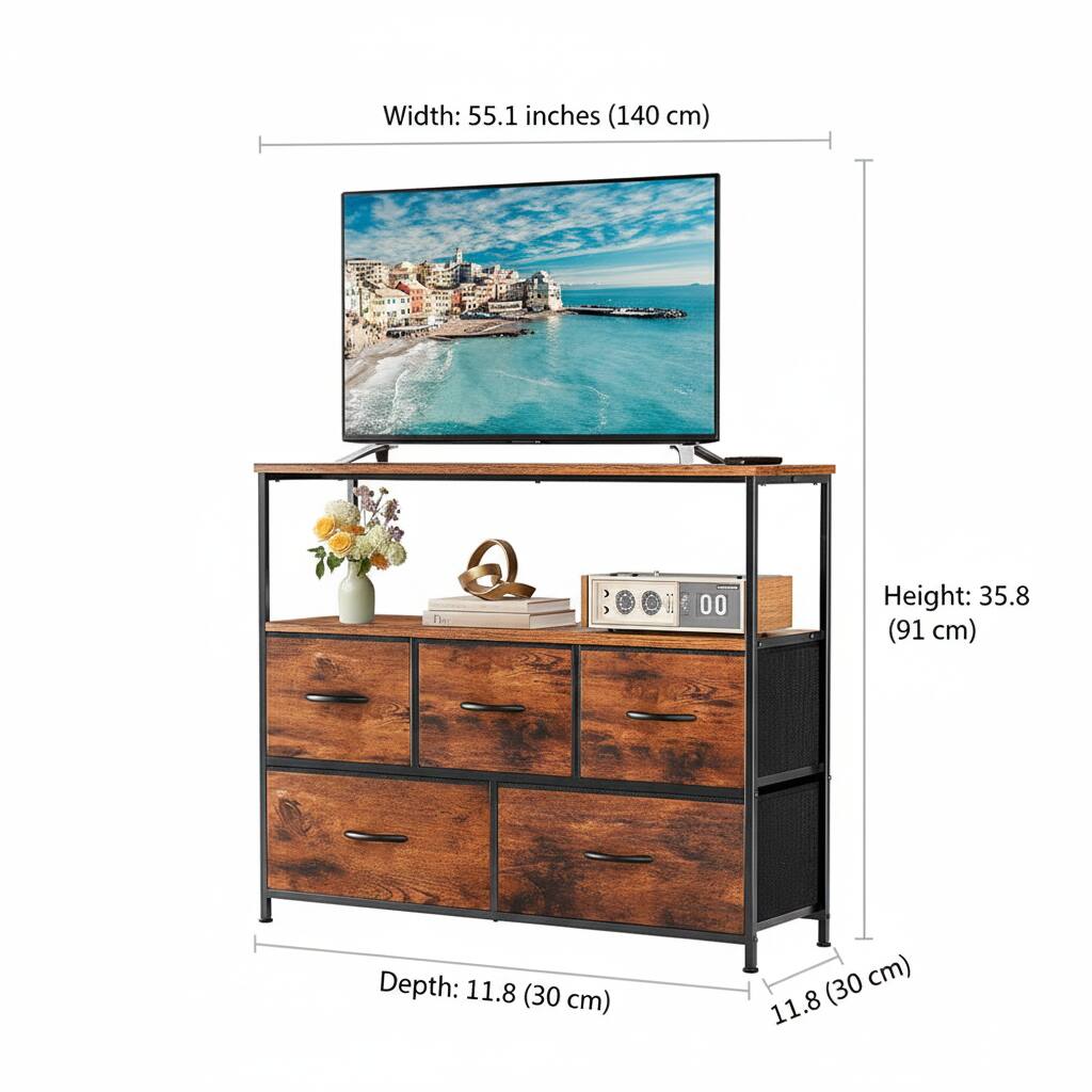 Width: 55.1 inches (140 cm)  
Height: 35.8 inches (91 cm)  
Depth: 11.8 inches (30 cm)