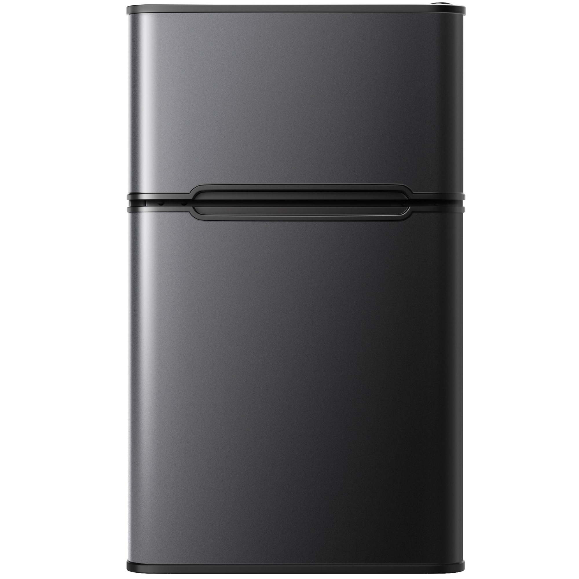Front. SIMZLIFE - 3.2 Cu ft Two-Door Mini Refrigerator with Freezer, Compact Design & Adjustable Removable Shelves, Black - Black.