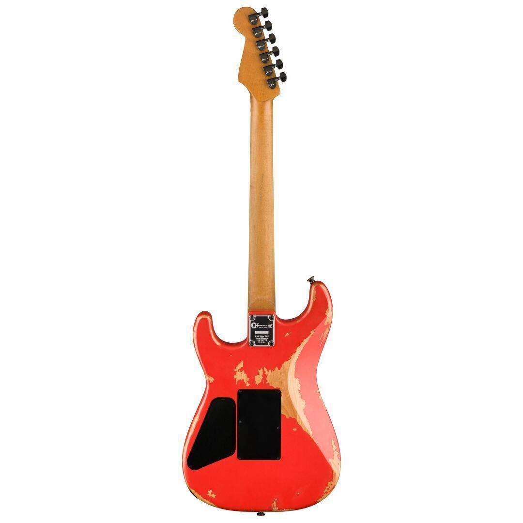 Back. Charvel - Charvel ProMod Relic San Dimas Style 1 HH FR PF Pau Ferro Electric Guitar - Weatherd Orange.