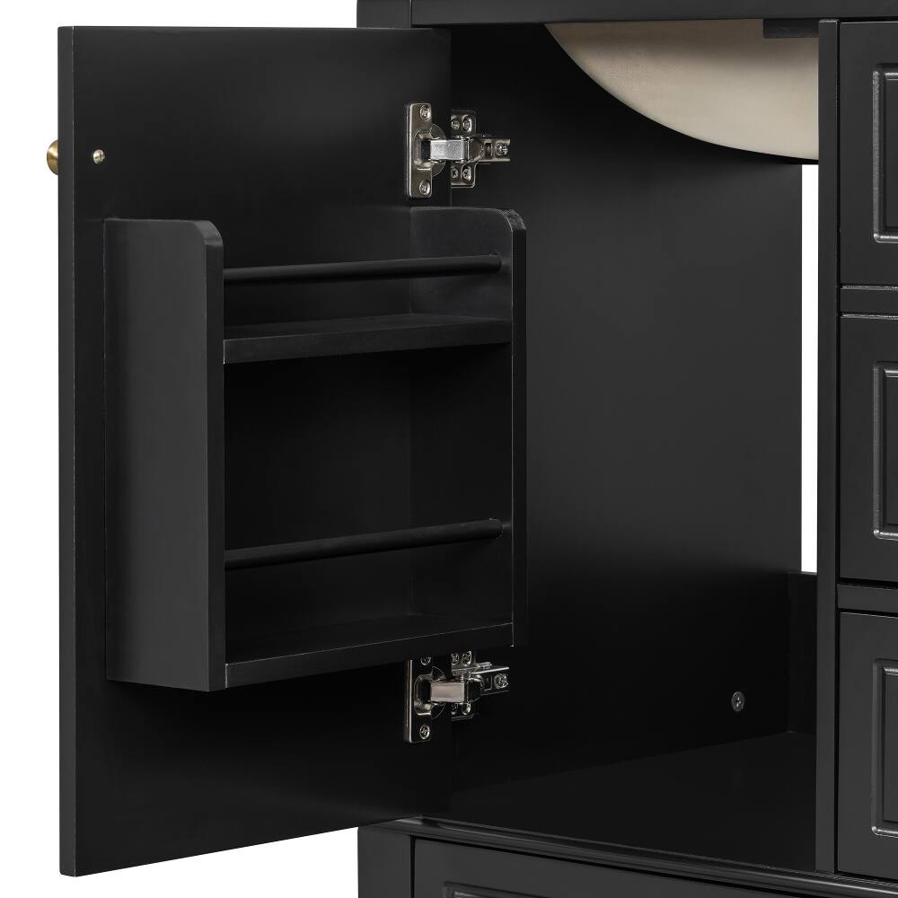 Alt View 1. Loheer - Loheer 24 Inch Bathroom Vanity with Sink, Black Freestanding Vanity Cabinet, Solid Wood Base - Black.
