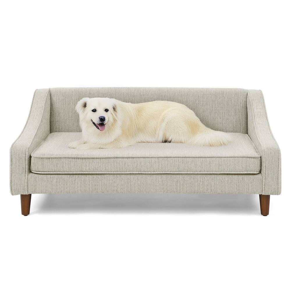 Front. Ficcuss Pets - Beige Durable Elevated Dog Sofa Bed - Beige.