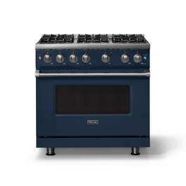 Viking - 36"W. 5.1 Cu. Ft. Freestanding Manual Clean Sealed 6 Burner Gas Convection Range - Blue - Slate Blue