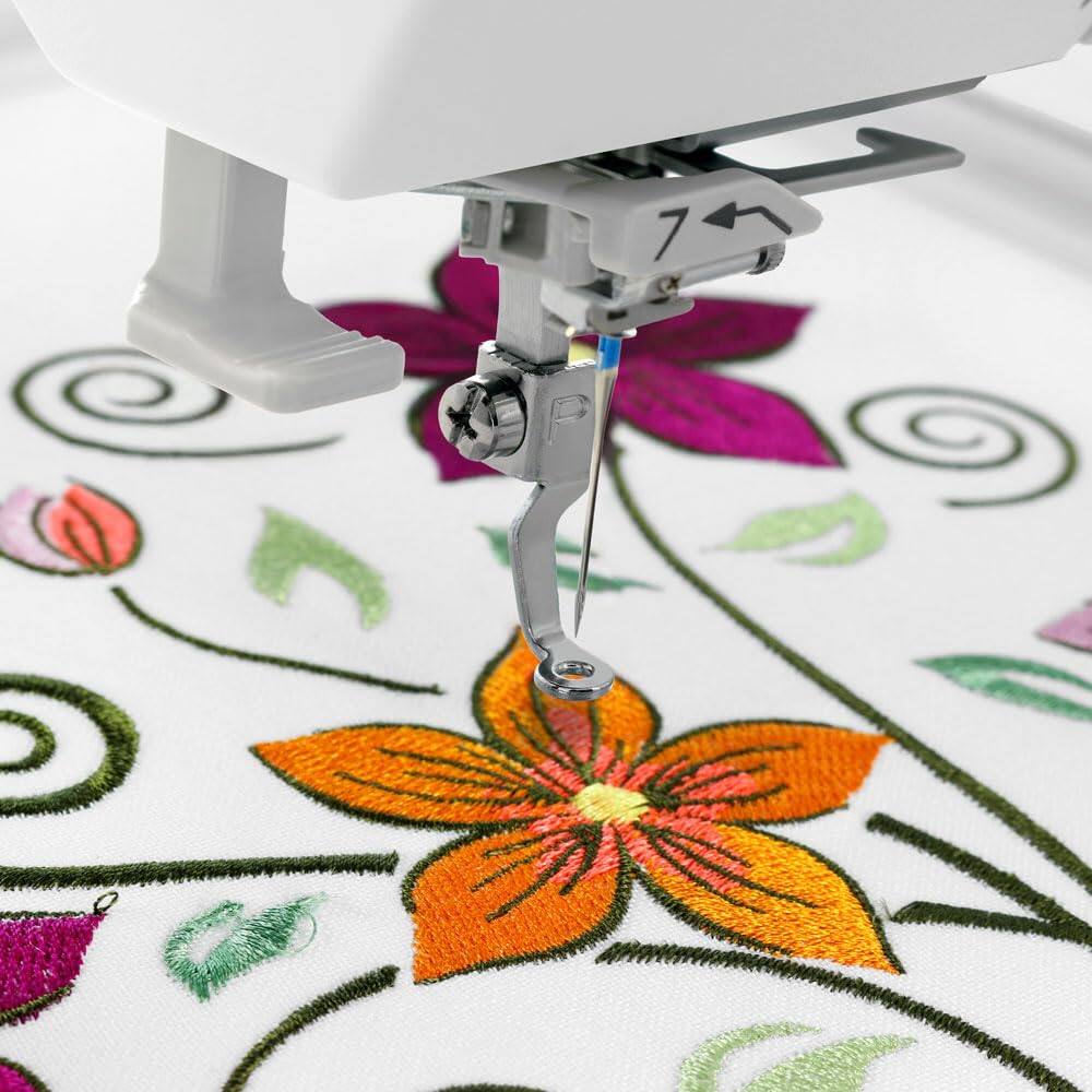 Back. Janome - Janome Memory Craft 550e LE Embroidery Machine - Includes 5-Spool Thread Stand + 3.9" x 1.6" Hoop + Acustitch Software - White.