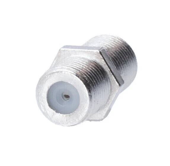 Left. Cables Direct Online - RG6/RG59 F-Type Female to Female Coaxial Coupler Adapter F81 Barrel Connector for Coax Cable, 1GHz Signal - Silver.
