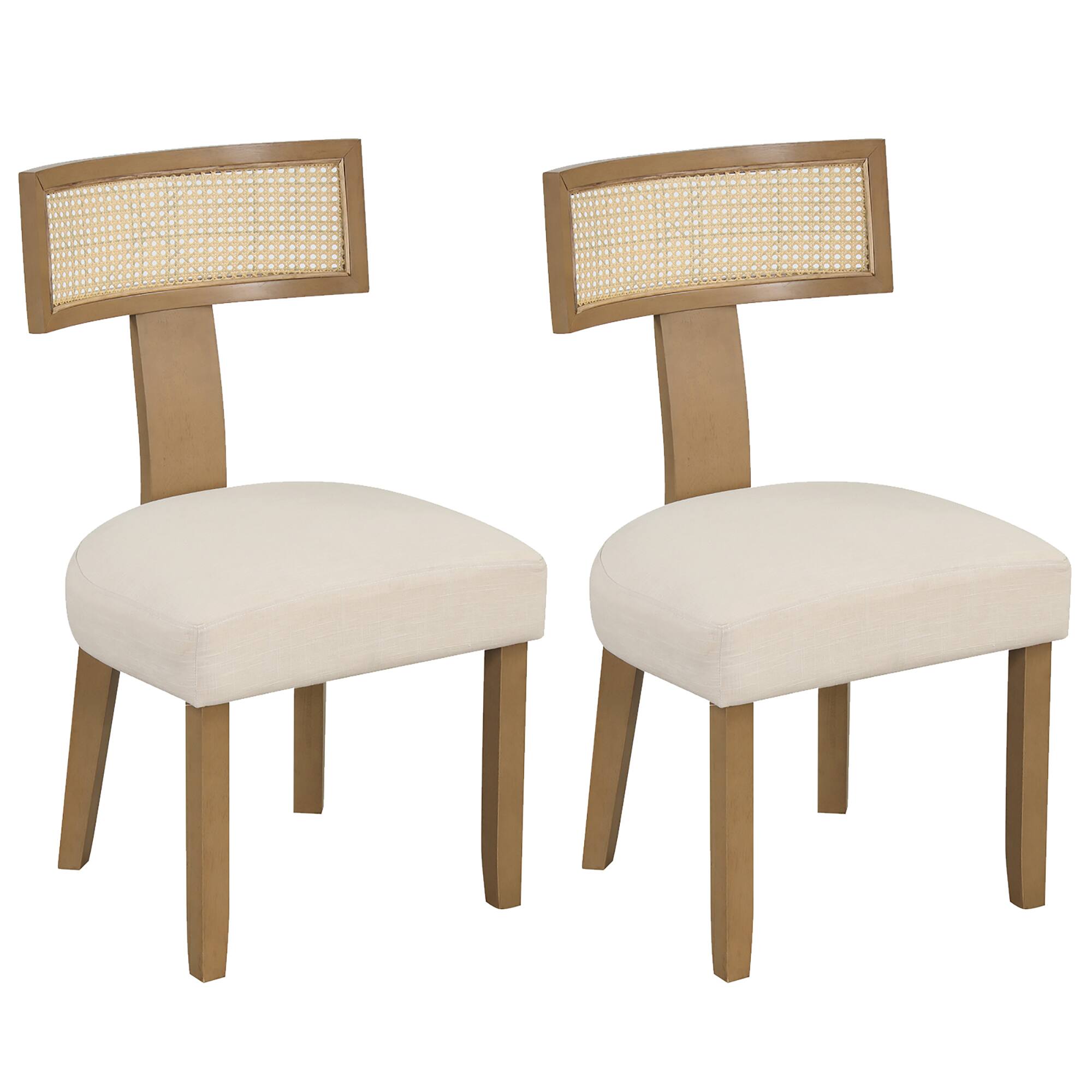 Alt View 9. Gymax - Gymax Set of 4 Dining Chairs Armless Side Chairs w/ Curved Rattan Backrest for Kitchens - Beige, Natural.