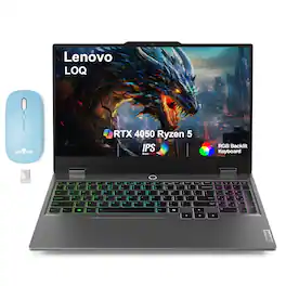 Lenovo - LOQ Laptop 15.6 FHD Display (Ryzen 5 7235HS, 16GB, 512GB SSD, Win 11 Home) w/Dockztorm Wireless Mouse - Luna Grey