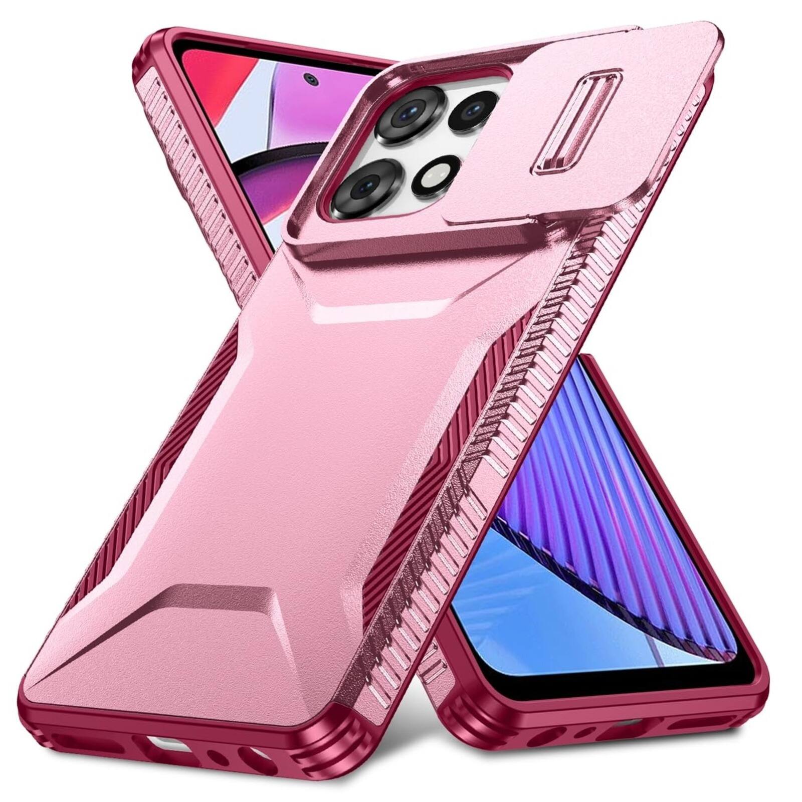 Angle. UUCOVER - For Motorola Moto G Power/Moto G Play (2025/2026) Dual Layer Case with Sliding Camera Lens Cover, Drop Protection Shell - Pink.