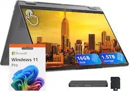 Lenovo - Yoga 7i 2-in-1 16" 2K Touch Laptop,Intel Core Ultra 5 226V,16GB RAM,1TB SSD+512GB Dock Station,Win 11 Pro - Gray