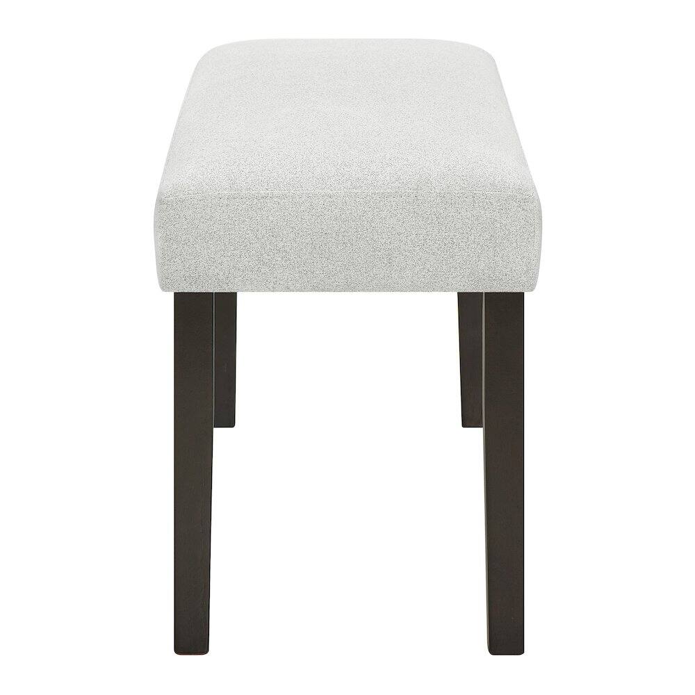 Angle. New Classic Furniture - Carissa Dining Bench with Upholstered Seat in Stone - Espresso/Gray.