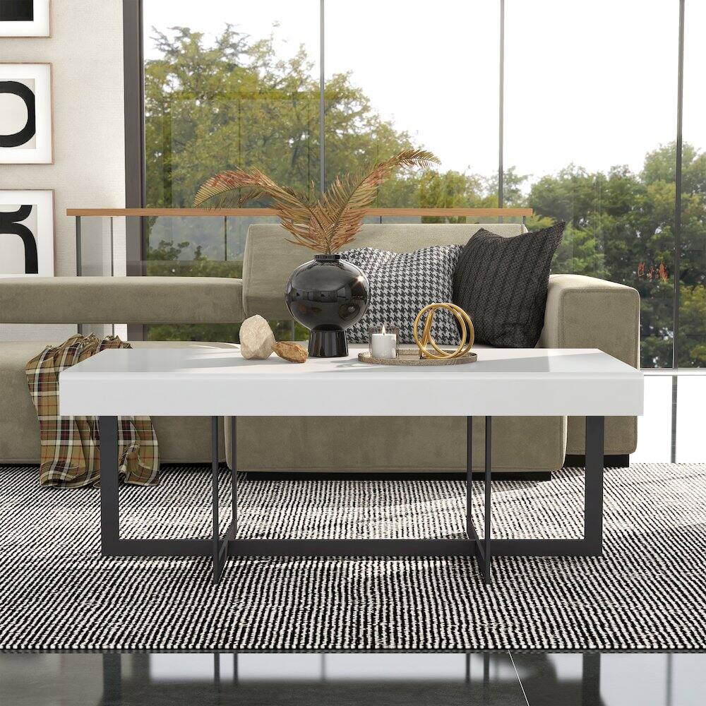 Alt View 3. Furniture of America - Vasket Contemporary Metal 2-Drawer Coffee Table - White.