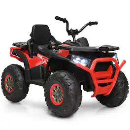 Gymax - 12V Electric Kids Ride On Car ATV 4-Wheeler Quad w/ LED Light - Red