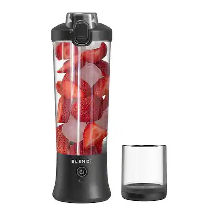 Front. BLENDi - BLENDi X - Large 24 oz BPA-Free USB Rechargeable Personal Travel Blender (Black, 24oz) - Black.