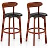 Front. Costway - Costway 30.5" Bar Stool Set of 2 with Curved Backrest & Footrest Counter Height Stools - Walnut,Black.