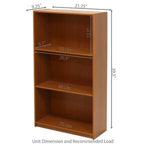 9.25" x 21.75" x 12.1"  
Unit Dimension and Recommended Load  
- Top Shelf: 55 Lbs  
- Middle Shelf: 60 Lbs  
- Bottom Shelf: 70 Lbs