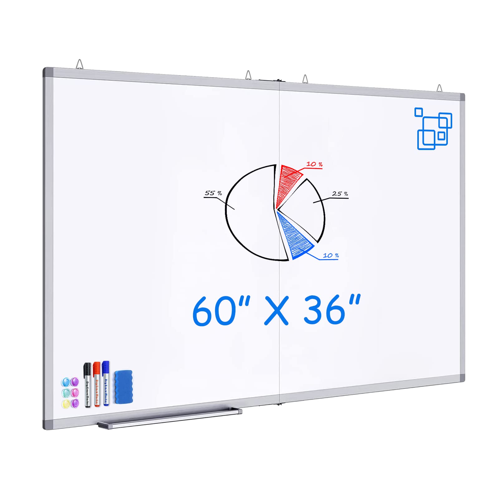 HOMLUX - Large Bulletin Boards, 60 x 36 Dry Erase Board Foldable, 5' x 3' Aluminum Presentation Big Wall-Mounted Marker Board - Black price history on PriceWatchPro