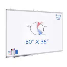 HOMLUX - Large Bulletin Boards, 60 x 36 Dry Erase Board Foldable, 5' x 3' Aluminum Presentation Big Wall-Mounted Marker Board - Black