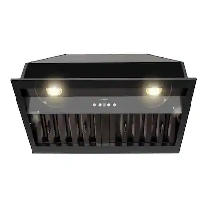 Front. Akicon - Akicon 30 inch Ducted 600-CFM Matte Black Range Hood Insert - Black.