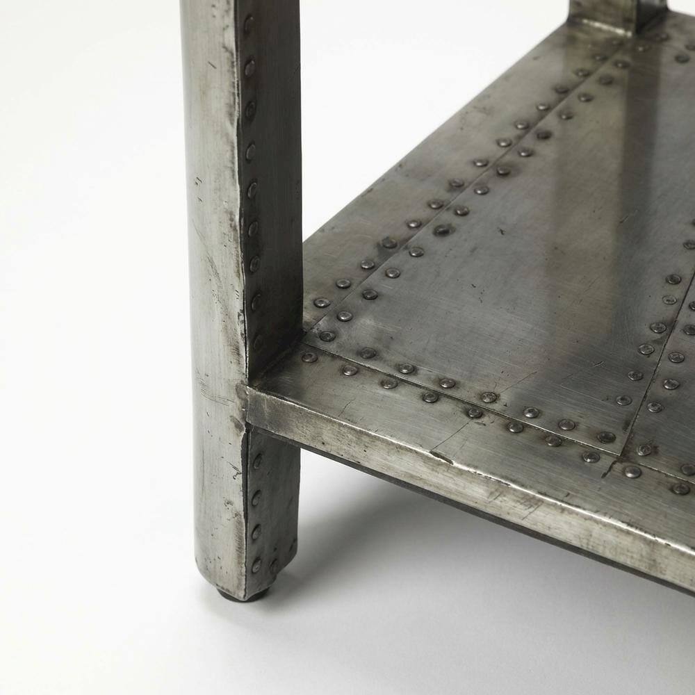 Alt View 1. Starlight Canyon Home - Industrial Side Table with Drawer, Square Wood End Table for Living Room - Silver.