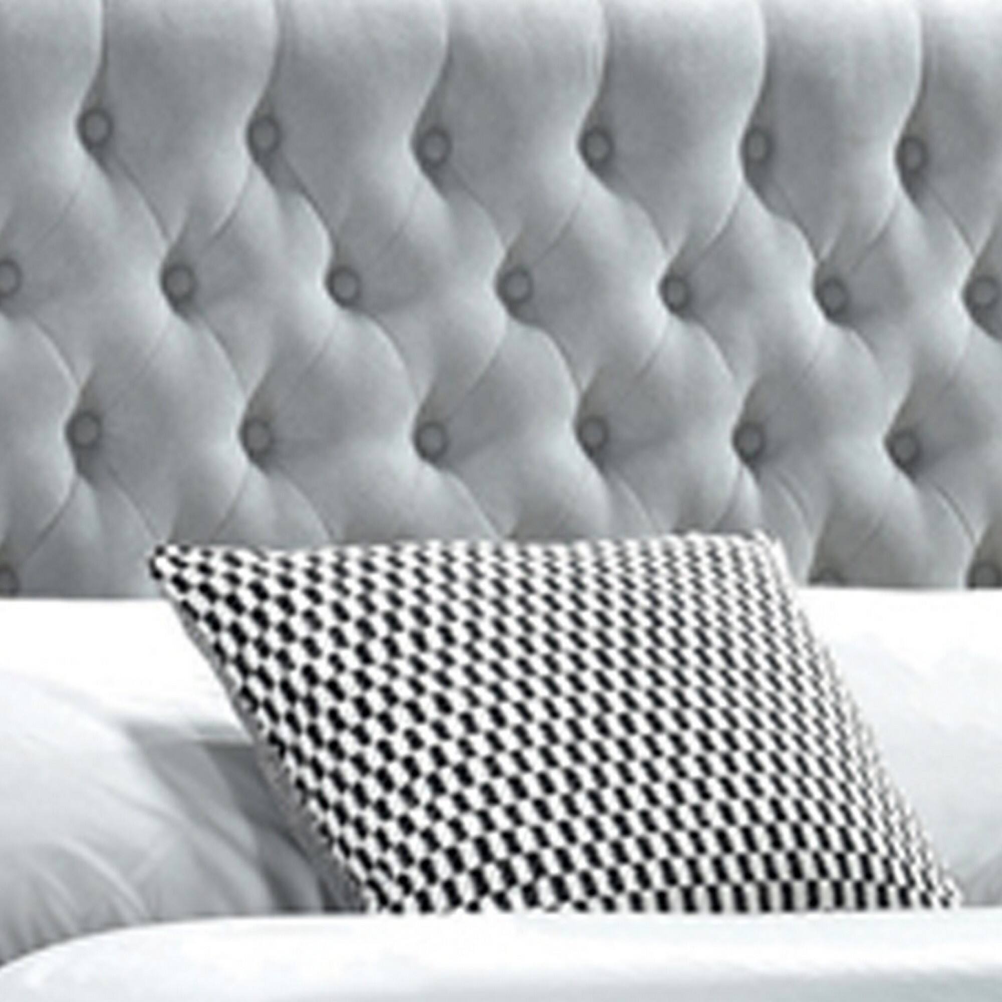 Alt View 3. Manhattan Lane - Fabric Upholstered Wooden Queen Size Bed with Bottom Drawers - Gray.