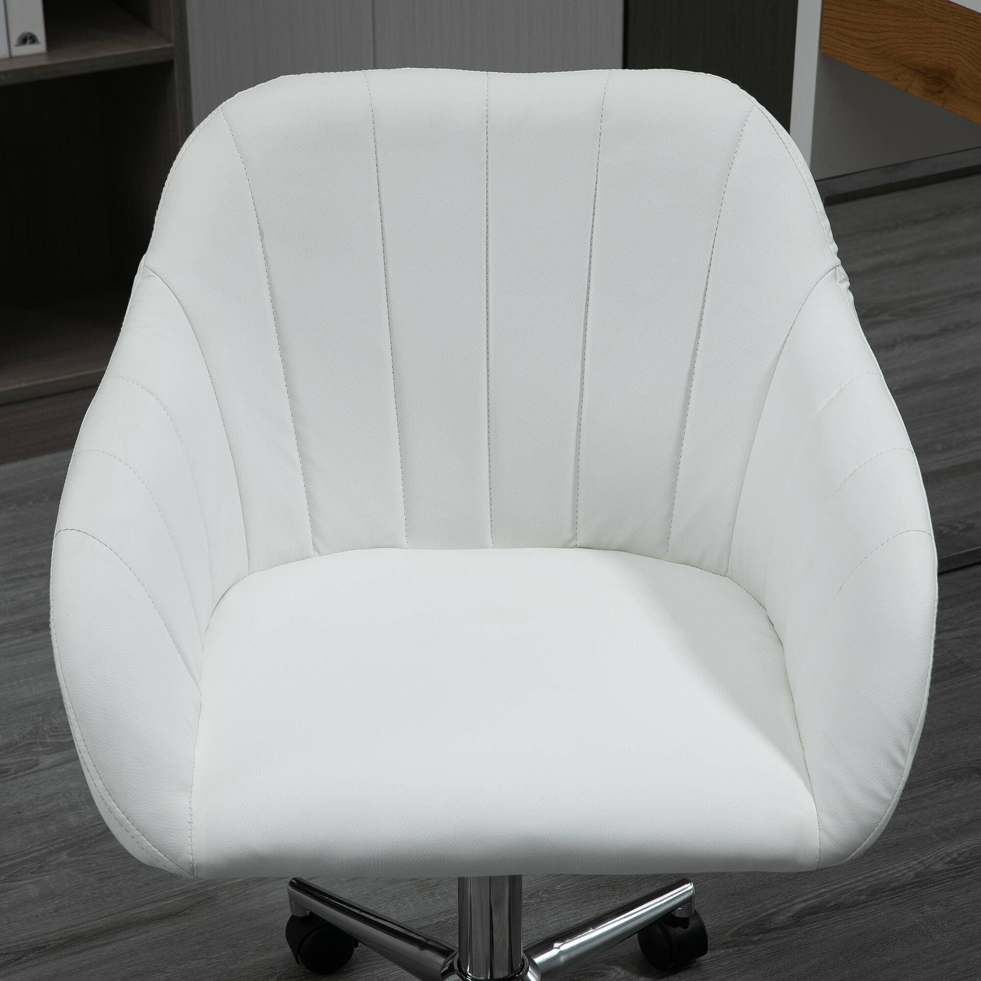 Alt View 8. Vinsetto - Mid Back PU Leather Office Chair with Adjustable Height, Wheels - White.