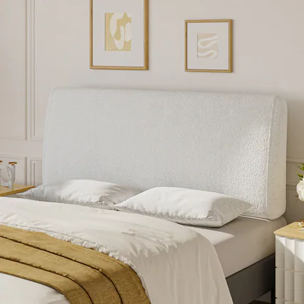 Front. Pinmoco - Pinmoco - Upholstered Headboard Ergonomic Design Headboard - White.