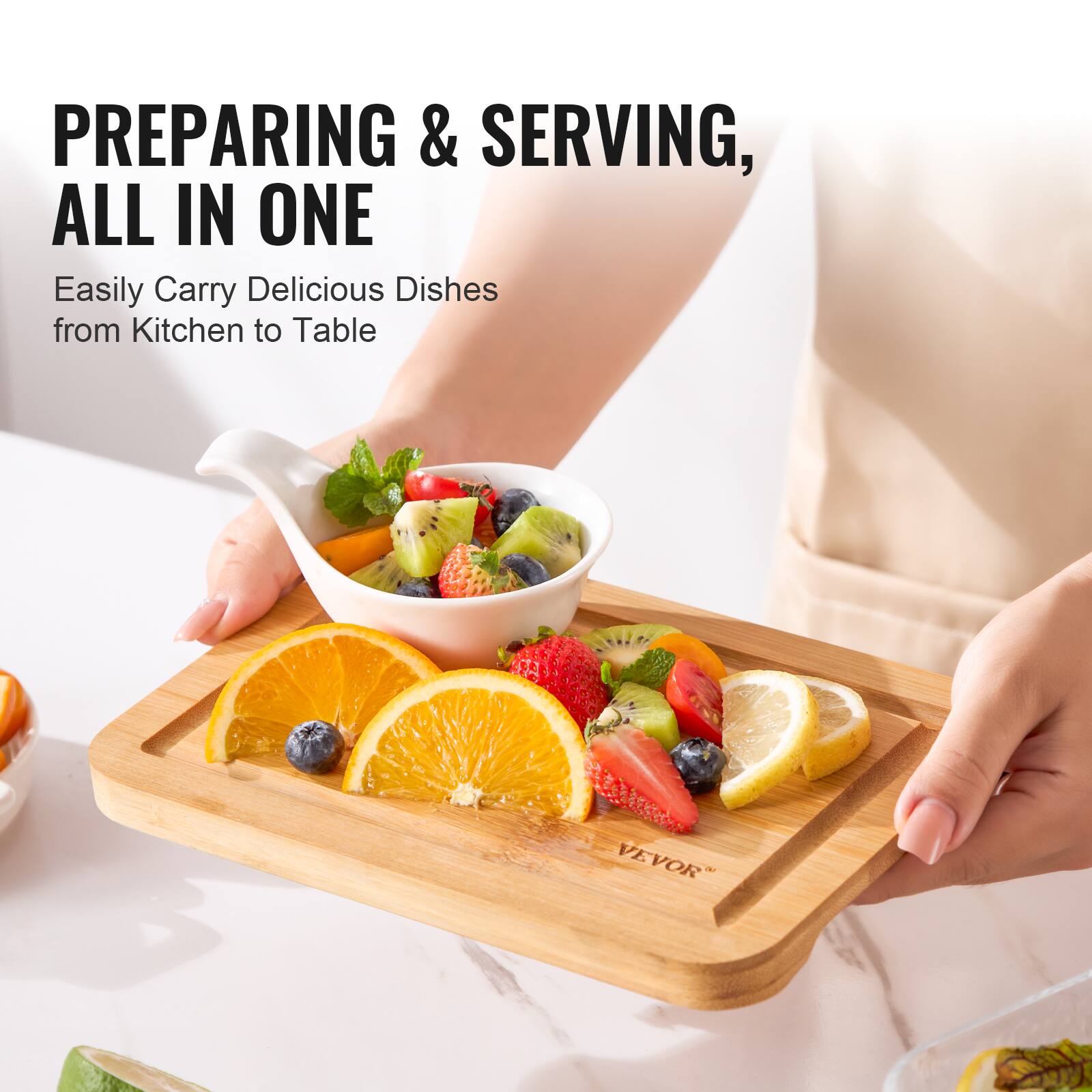 PREPARING & SERVING, ALL IN ONE  
Easily Carry Delicious Dishes from Kitchen to Table