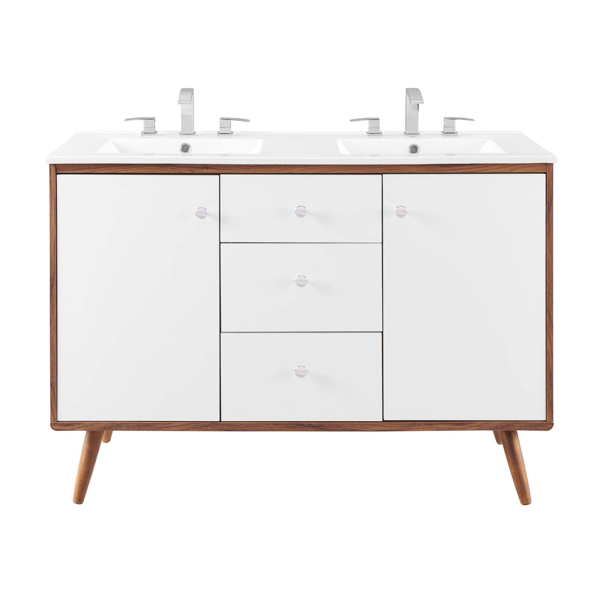Alt View 3. Modway - Transmit Bathroom Vanity Basin Included - Walnut White.