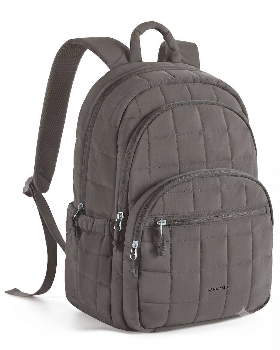 Angle. Bagsmart - College Backpack, Lightweight Bookbag with 15.6 inch Laptop Compartment, Fashion Daypack for Casual Work Commuter - Gray.