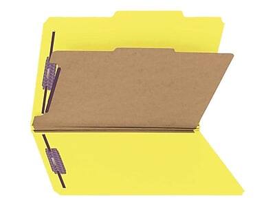 Alt View 2. Smead - 60% Recycled Pressboard Classification Folders, 2" Expansion, Legal Size, 1 Divider, Yellow, 10/Box - Yellow.