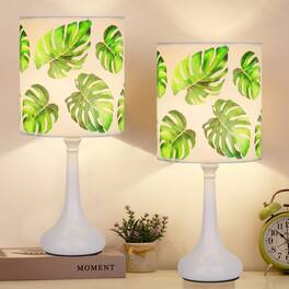 Oumilen - Leaf Pattern Table Lamp Metal Base Home Decor, Mini Kids Beside Lamp