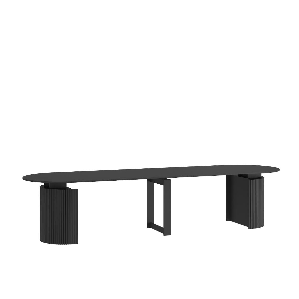 Alt View 3. Loheer - Loheer Extendable Dining Table Black Particle Board Rectangular Table for 1 to 10 People - Black.