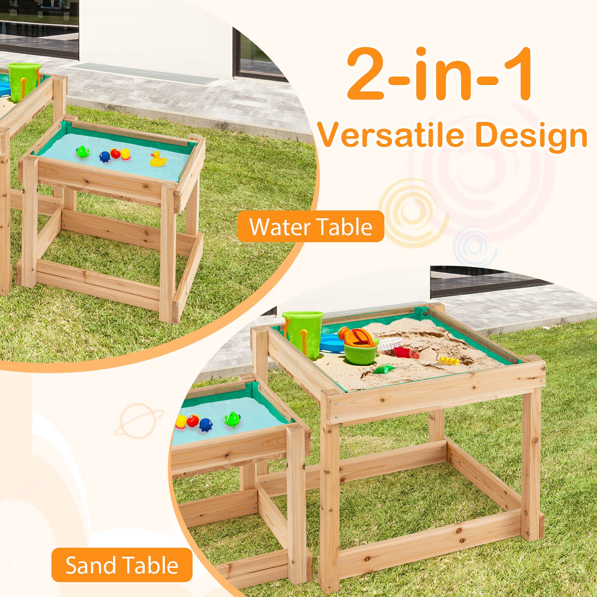 2-in-1 Versatile Design  
Water Table  
Sand Table