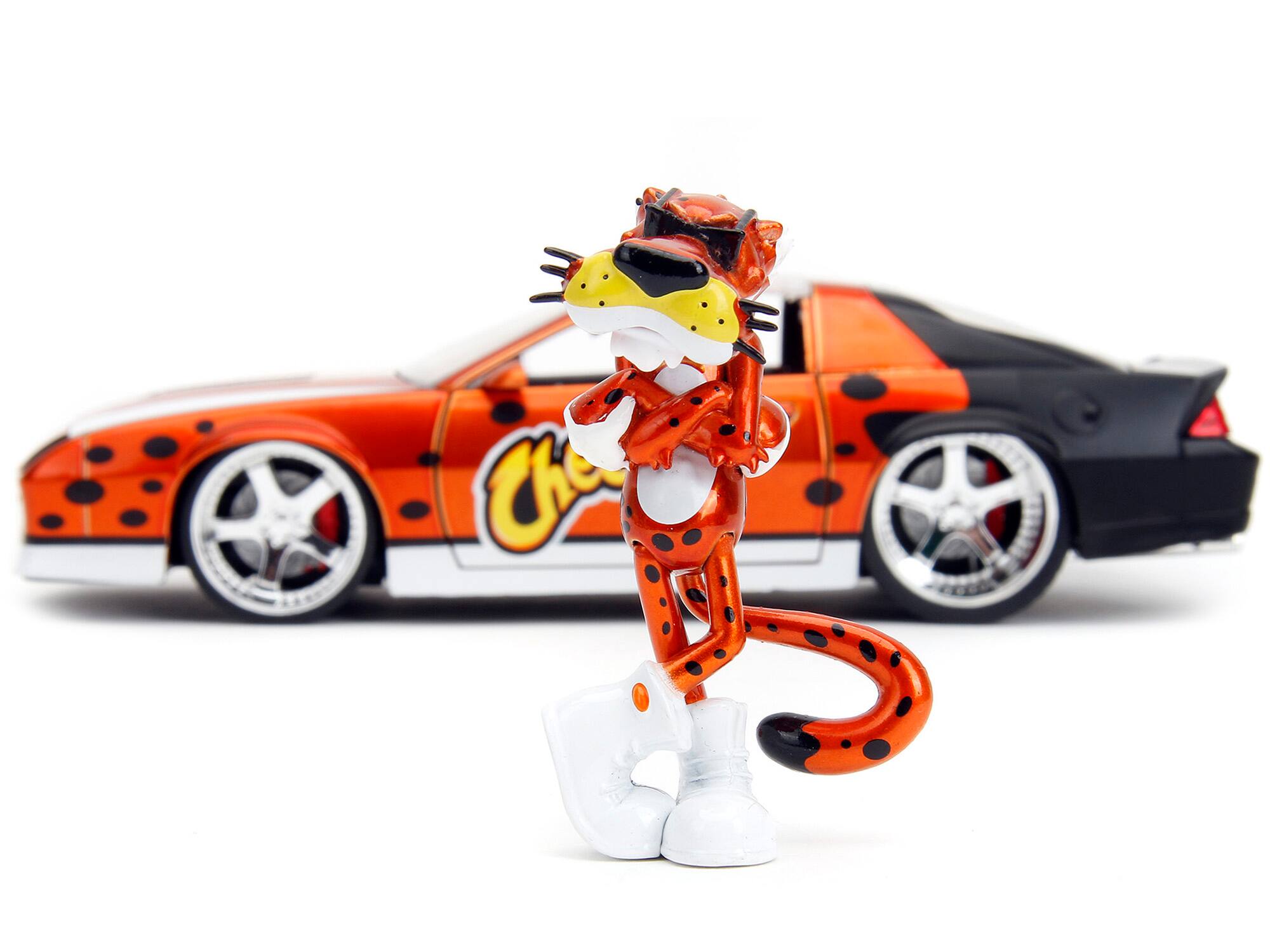 Alt View 7. Jada - 1985 Chevrolet Camaro Z/28 Orange Metallic w/Graphics & Chester Cheetah Figure "Cheetos" 1/24 Model Car by Jada.