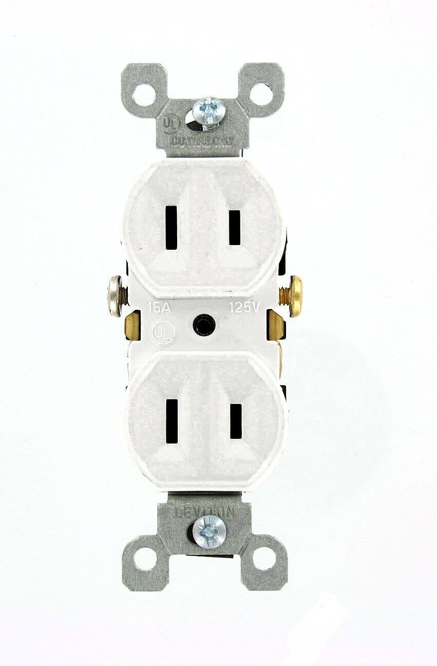 Leviton - 223-W 15 Amp 125V Duplex Non-Grounded Receptacle Residential Grade 10-Pack - White